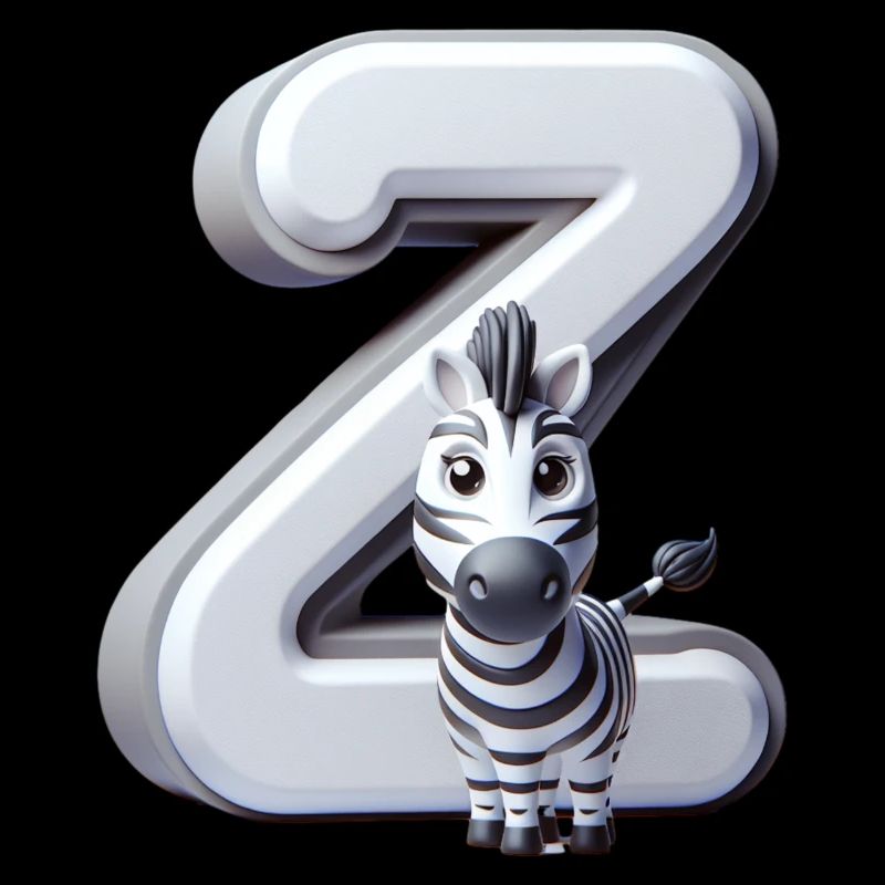Zebra auf dem Buchstaben Z