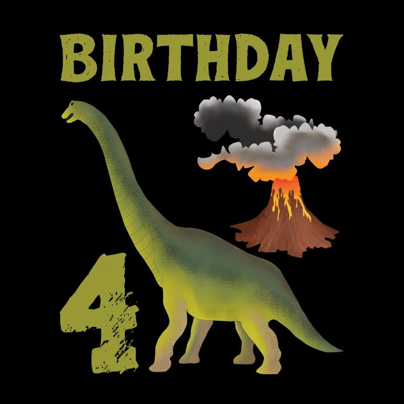 4 Year Old Birthday Boy Dino Volcano - 4th