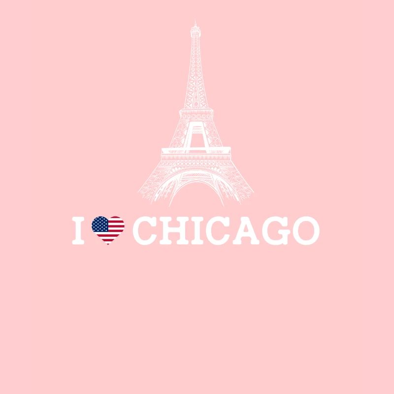 J’aime Chicago Cool Tour Eiffel Lover Coeur Drapeau