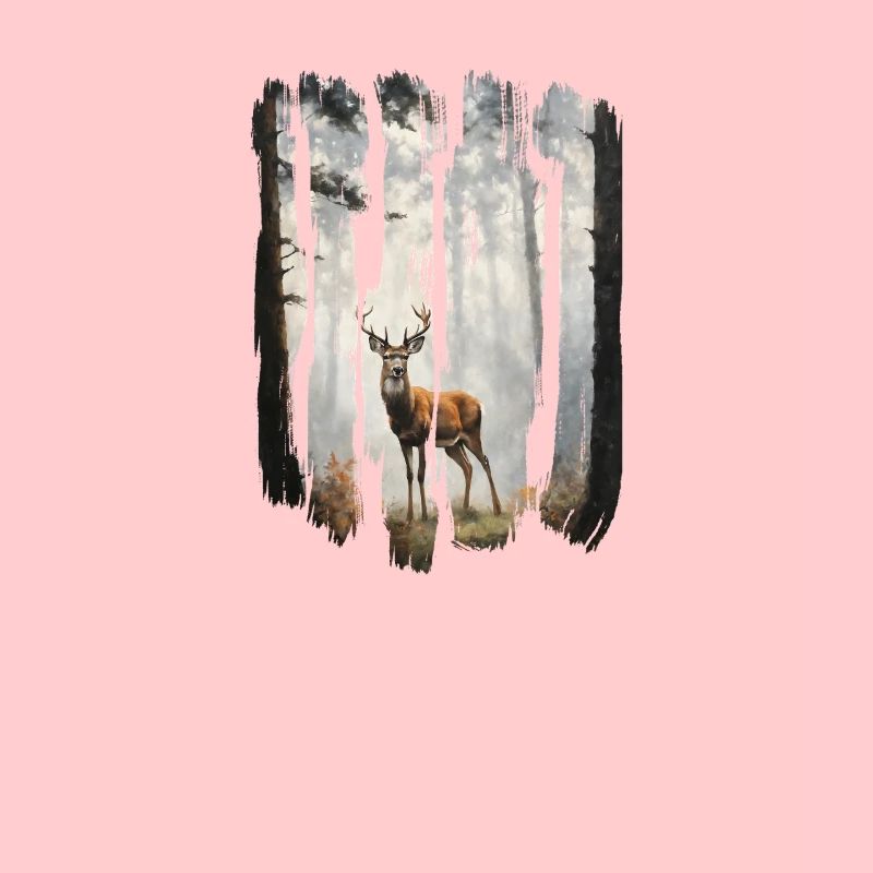 Triptychon Hirsch in nebligen Wäldern