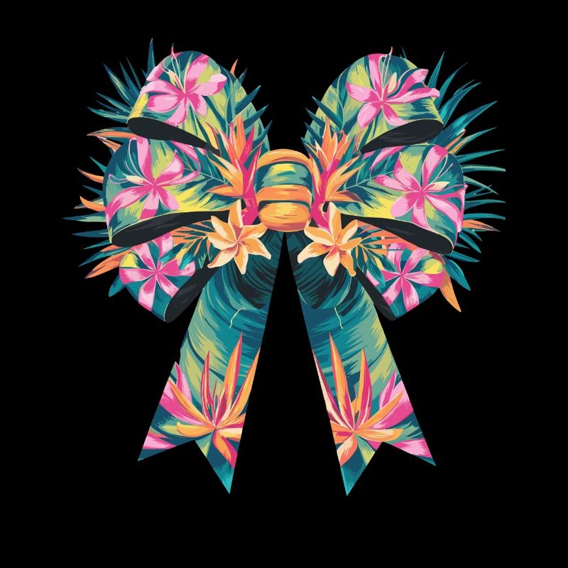 Tropical Floral Bow Exotic Elegance With
