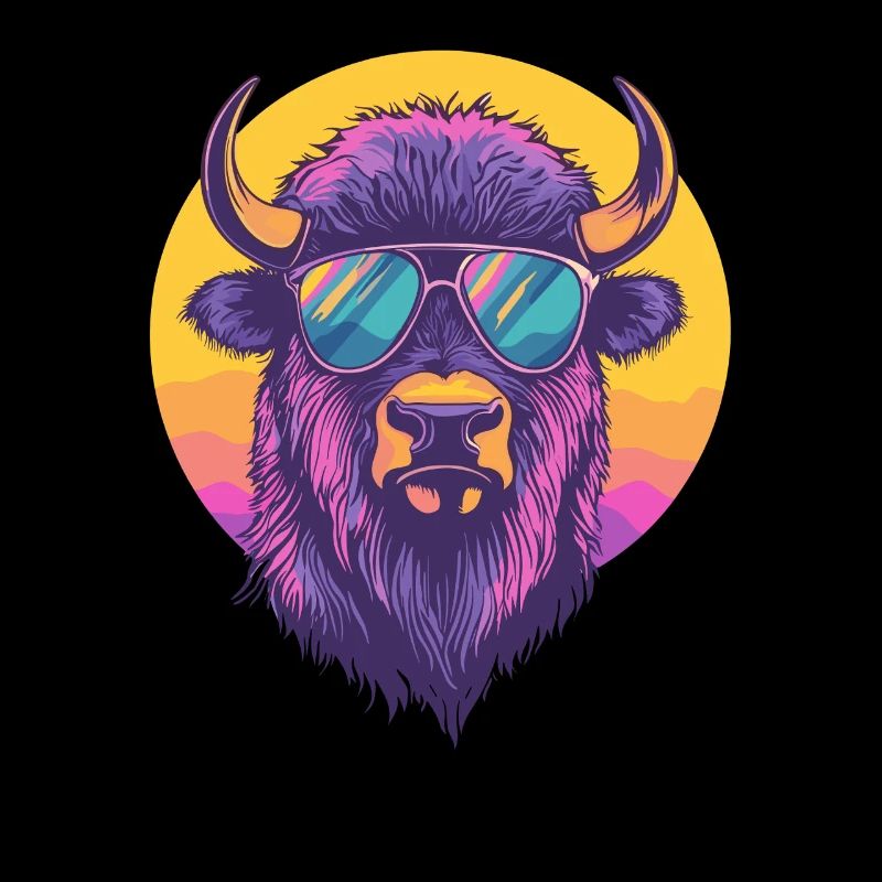 Bison mit Sonnenbrille