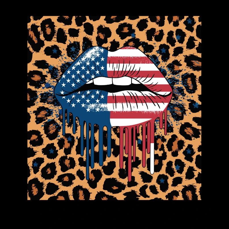 Leopard Lippen mit USA Flagge