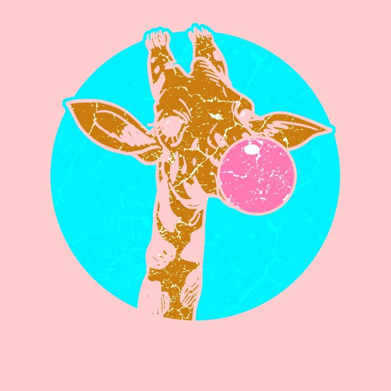 Funny giraffe with bubble gum