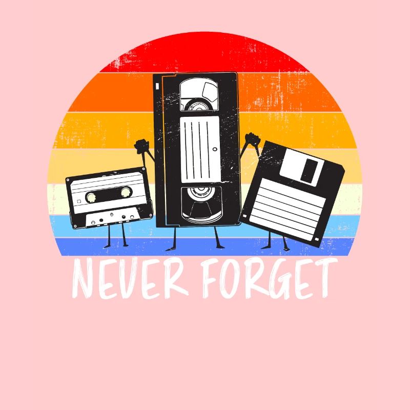 Vintage Kassette Diskette VHS Never Forget