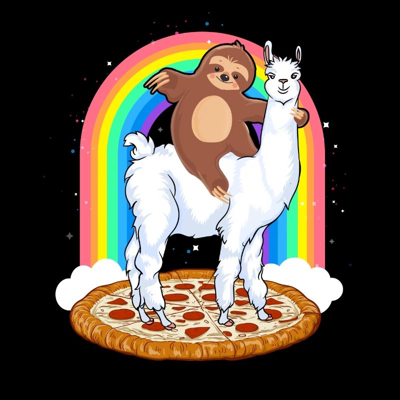 Douce paresse roule sur Llama Rainbow Pizza