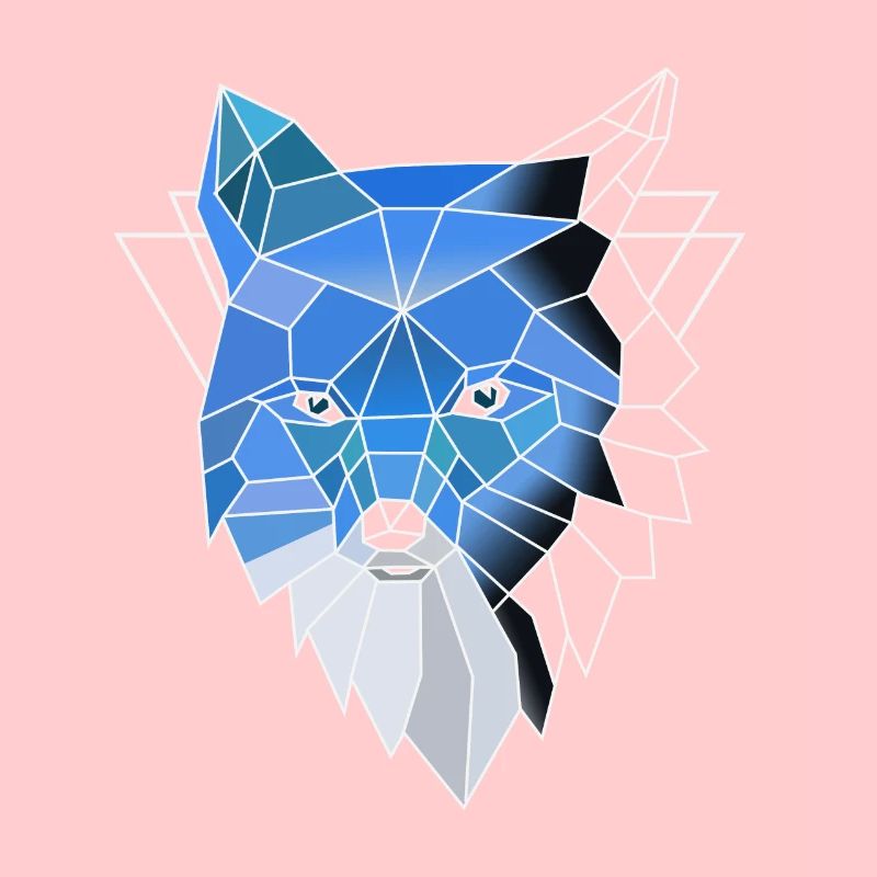 Blauer Polygon Wolf