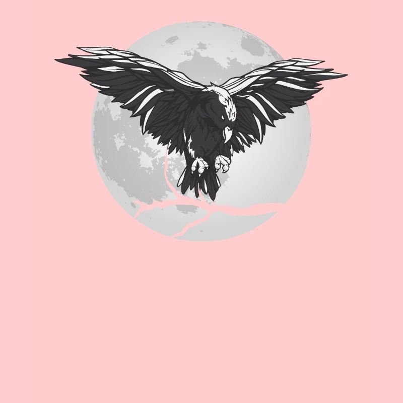 Raven crow in the full moon