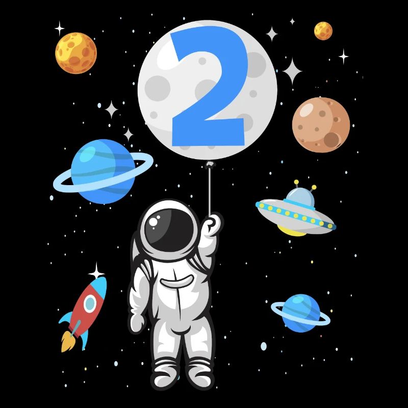 Astronaut rocket 2nd birthday space 2 years