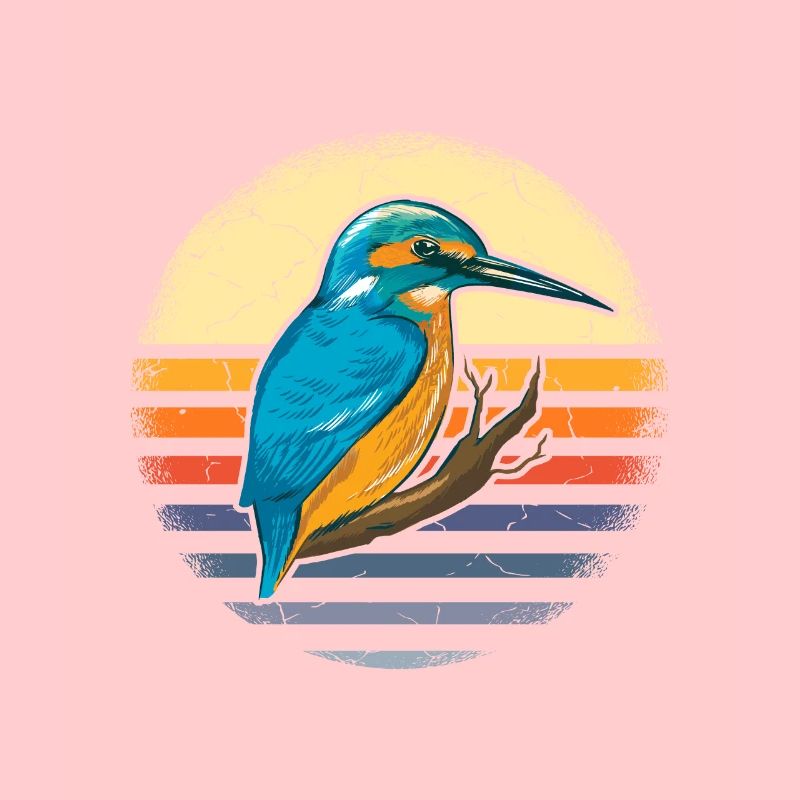 Kingfisher Rackenvogel feathers cobalt blue graphic