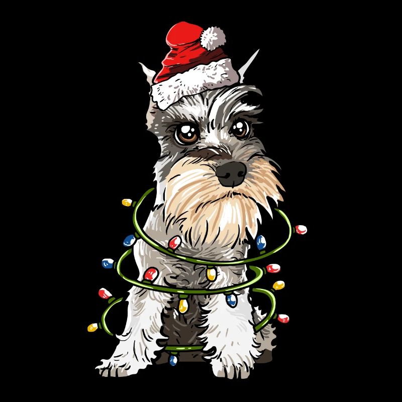 Schnauzer Santa Christmas Tree Lights