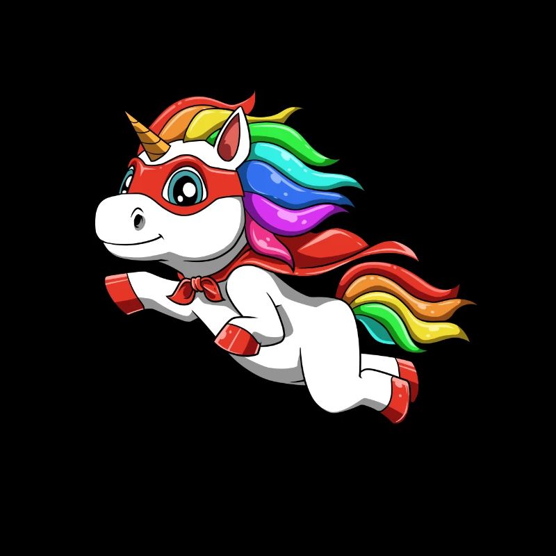 Funny unicorn as a hero for a superhero