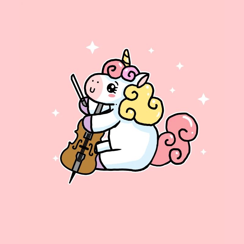 Licorne douce joue au violoncelle amant