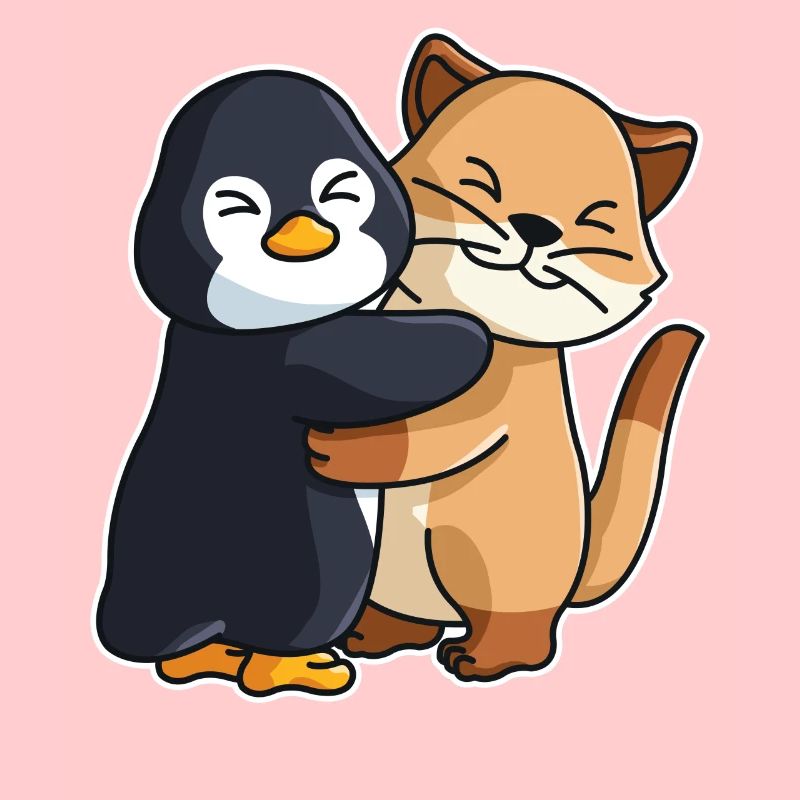 Pinguin mit Erdmännchen Liebe süßes niedliche
