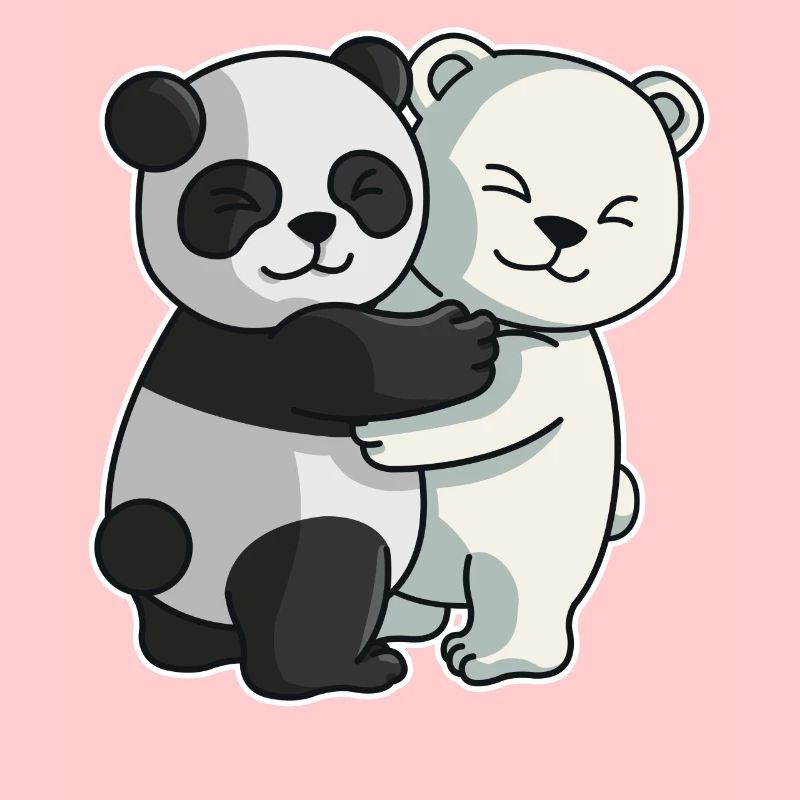 Panda and Icebear cute Hug Cuddle Animals