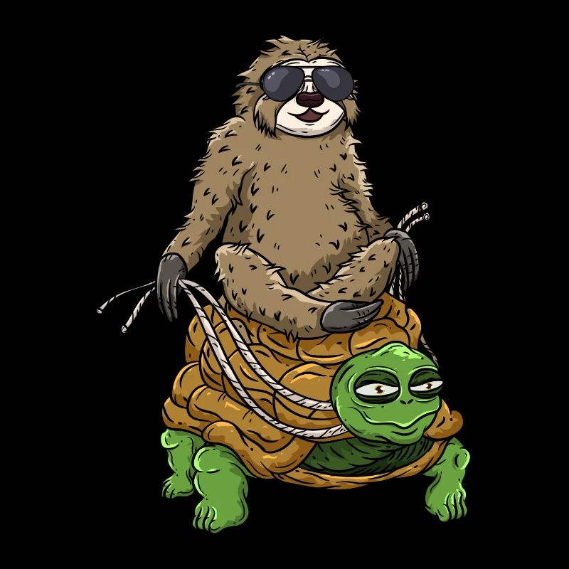 Faultier auf Schildkröte