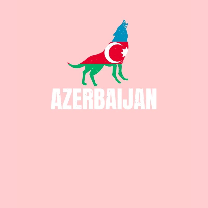 Azerbaijan Flagge mit Wolf Aserbaidschan