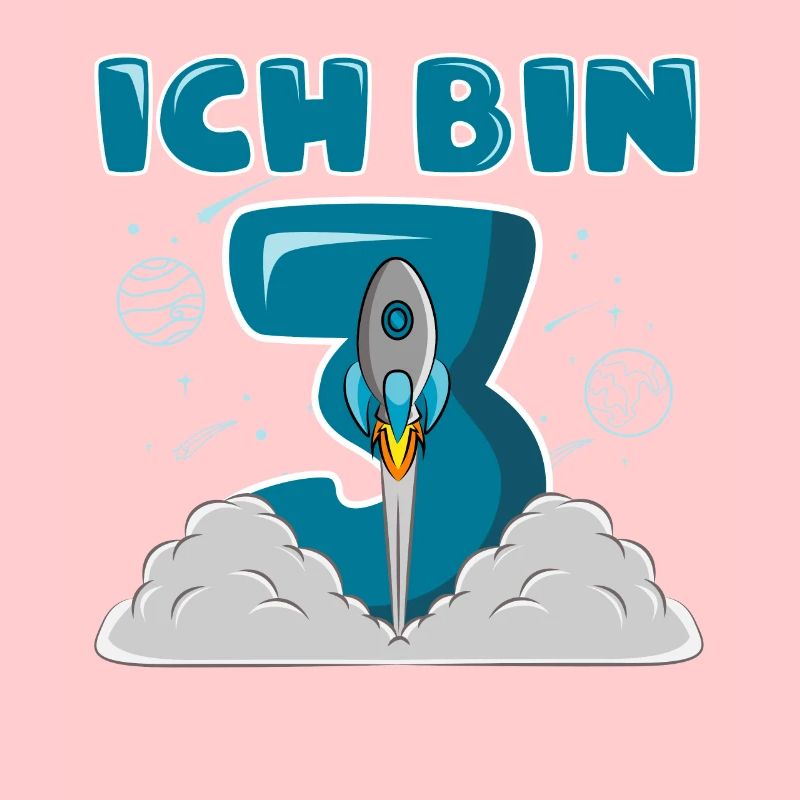 3 Geburtstag ICH BIN SCHON 3 3 Jahre Junge Rakete