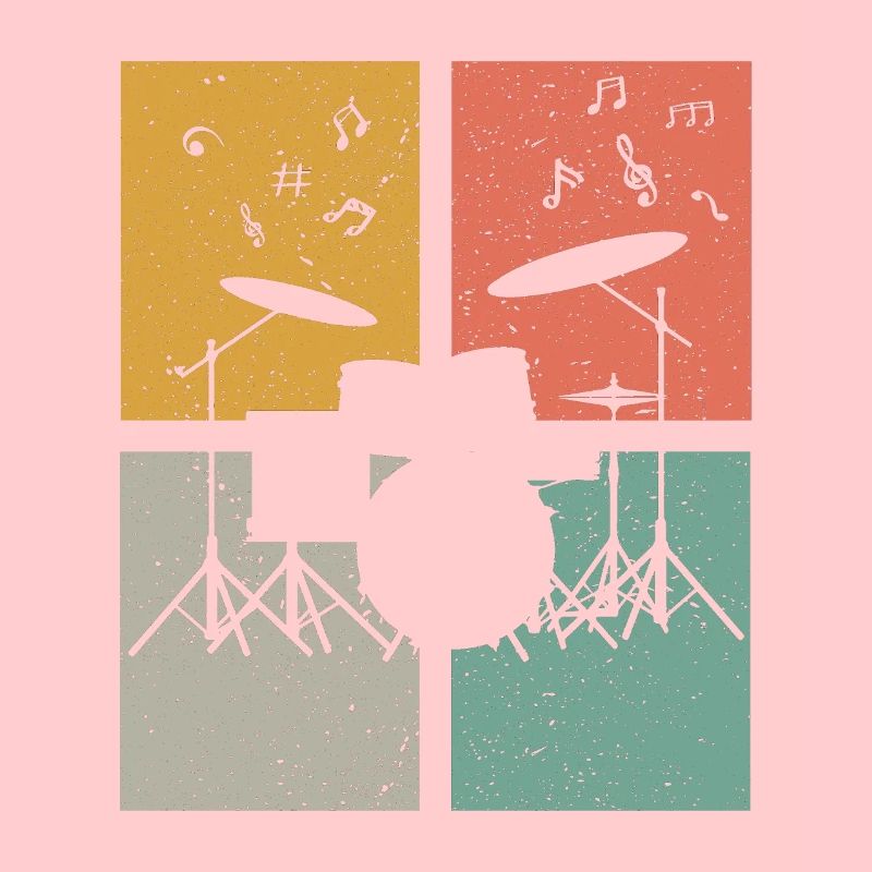 Batteur batteur rétro notes musicales batteur