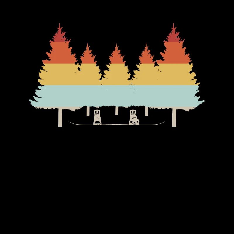 Vintage Retro Snowboarder Tree Deep Snow