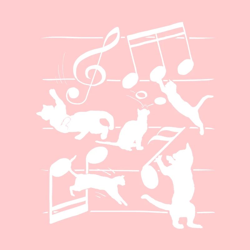 Cute Cat Kitty Playing Music Note Clef Musician