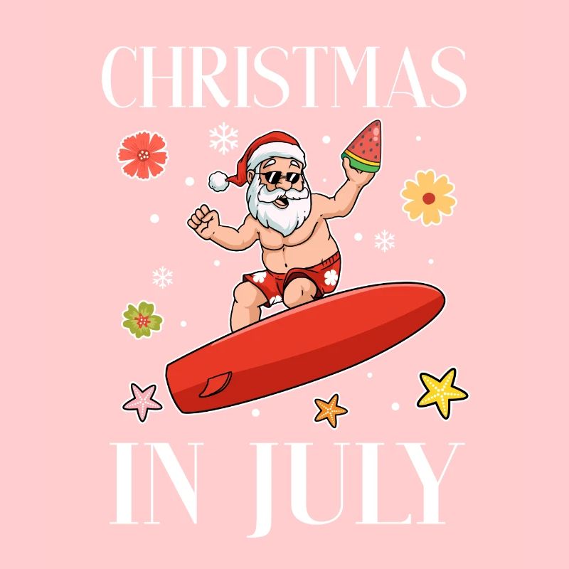 Noël Été Santa Surfer Surfboard