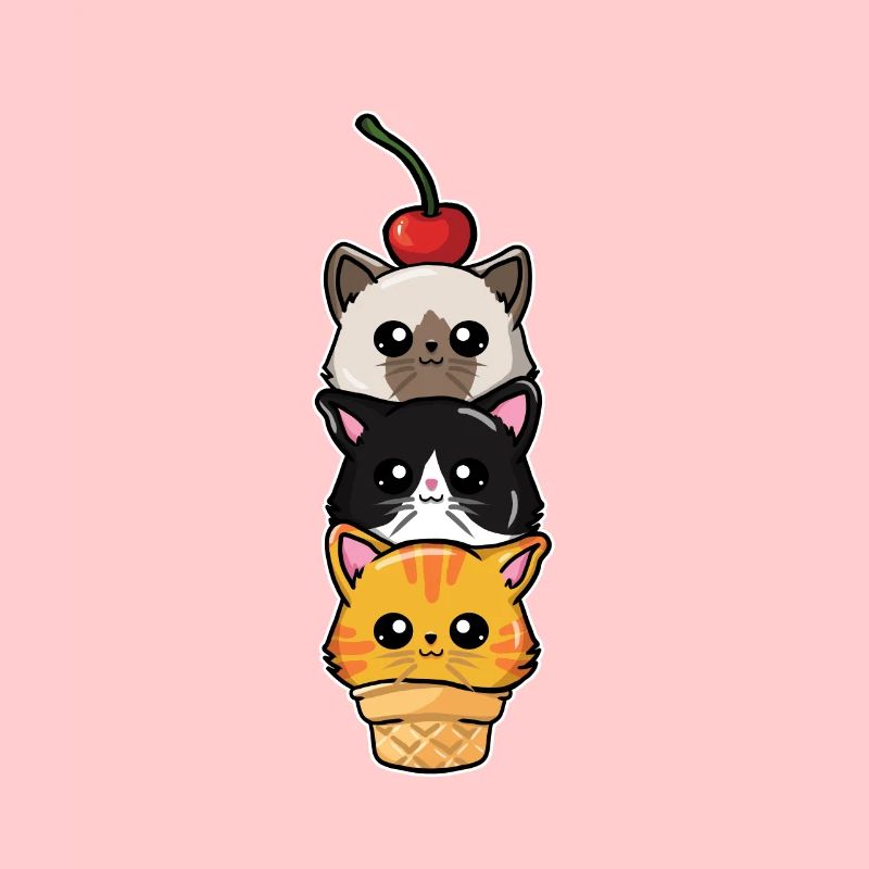 Cute Ice Cream Scoop Cats Funny Cat Lover