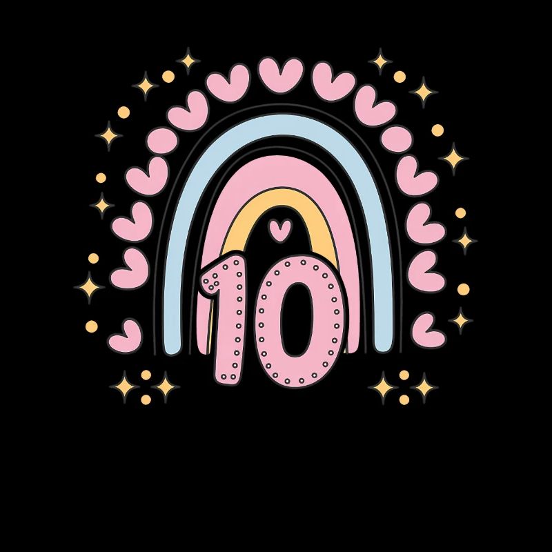 Süßes 10. Geburtstag Herz & Regenbogen Design