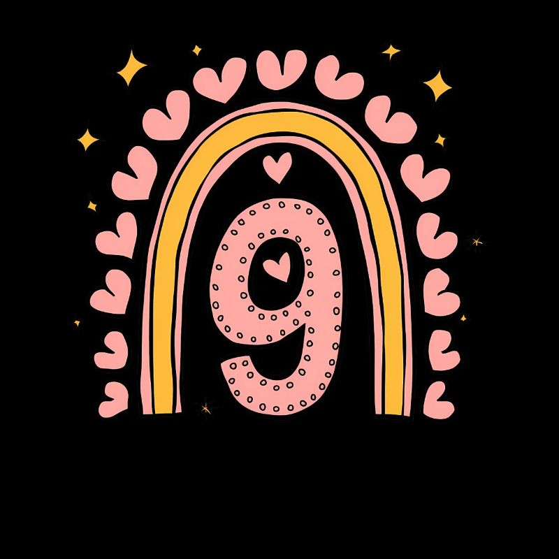 Coeur mignon du 9e anniversaire et design arc-en-ciel