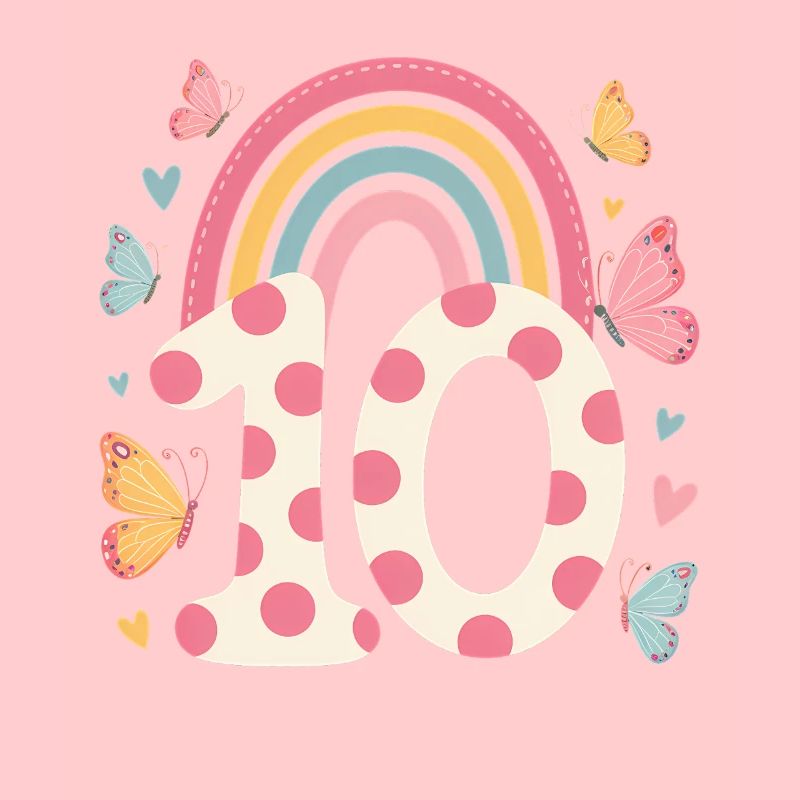 Regenbogen Schmetterling 10. Geburtstag Mädchen