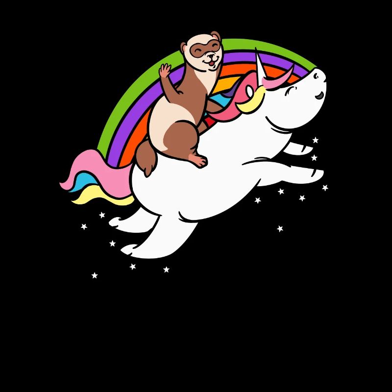 Furet Riding Unicorn - Funny Cute Magical Pet