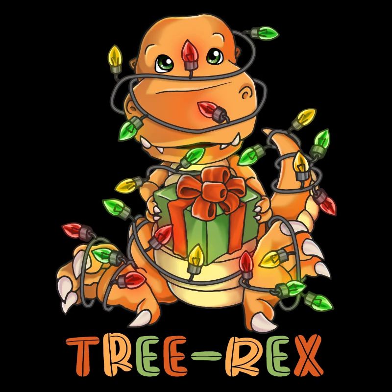 Christmas Tree Rex - niedlich Dino in Lichterkette