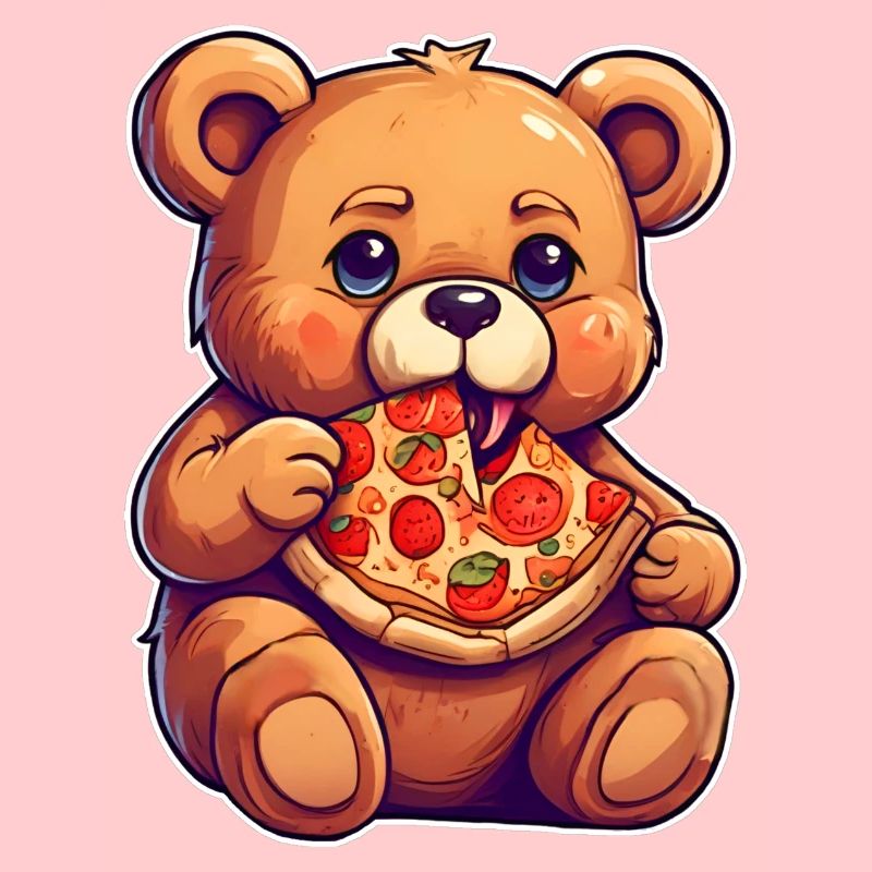Teddybär loves Pizza