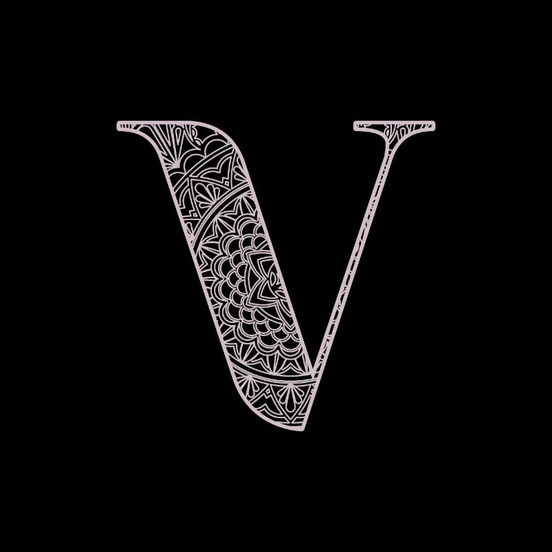 Mandala Monogram Initial in Dusky Pink - Letter V