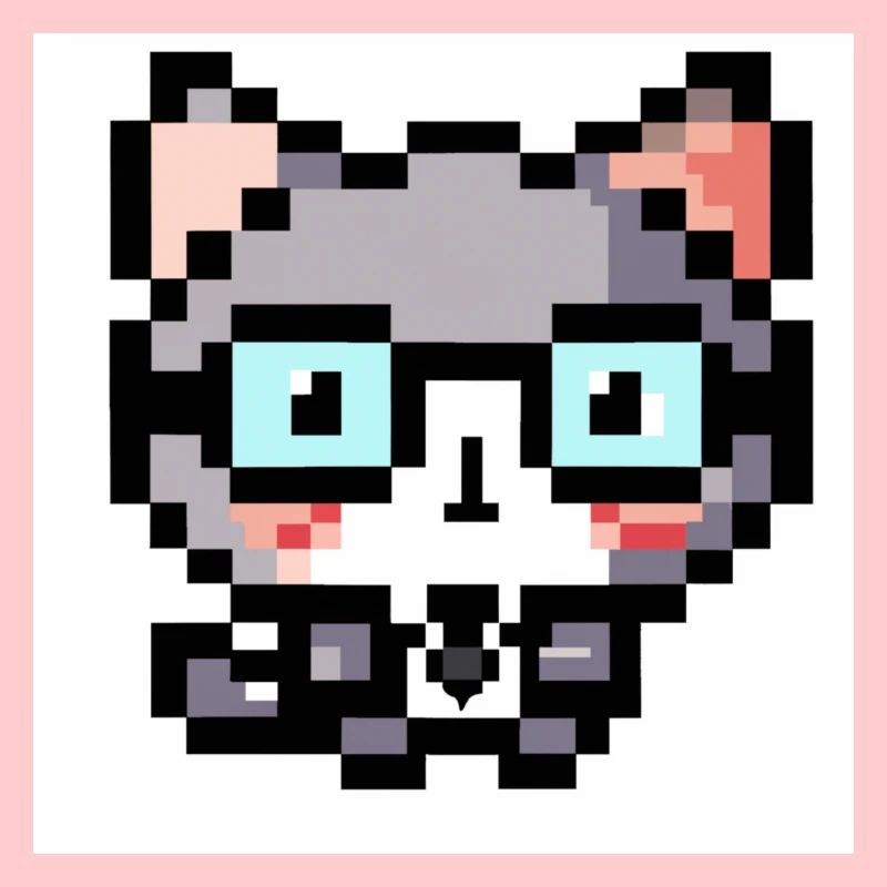 Katze Professor Lehrer, Laborant, Brille, pixelart
