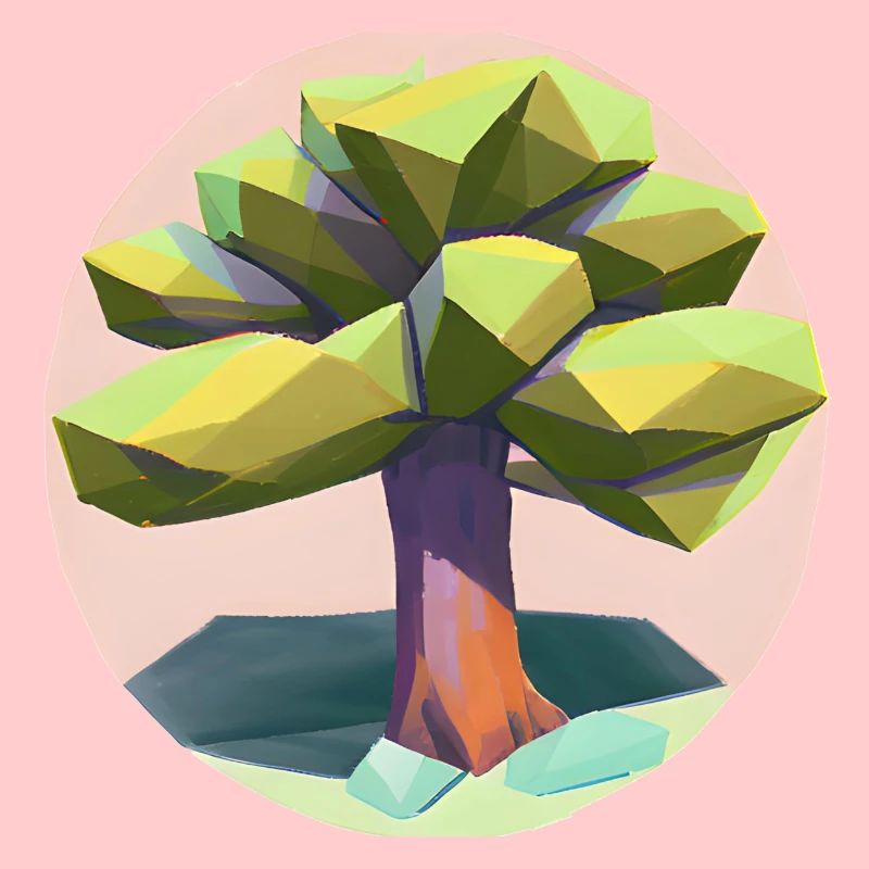 Low Poly - "Singular Low-Poly Tree Beauty"