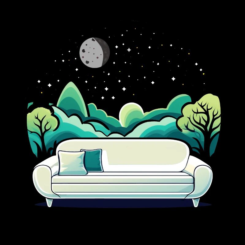 Runde Farbige Illustration eines Sofas mitNatur