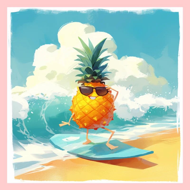 Drôle d’ananas surfant