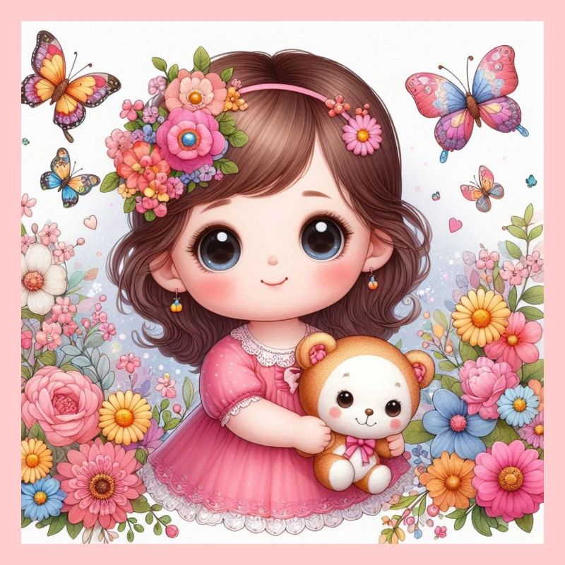 Kleines Mädchen mit ihrer Puppe