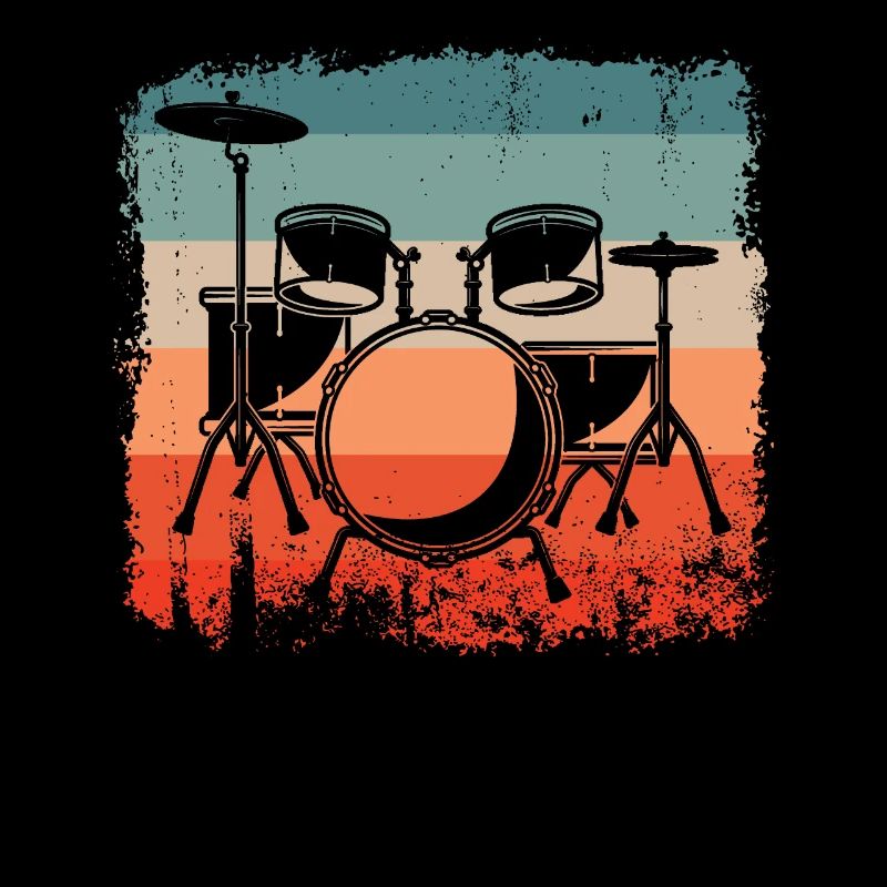 Drummer Retro Drum Kit Drum Silhouette Drummer