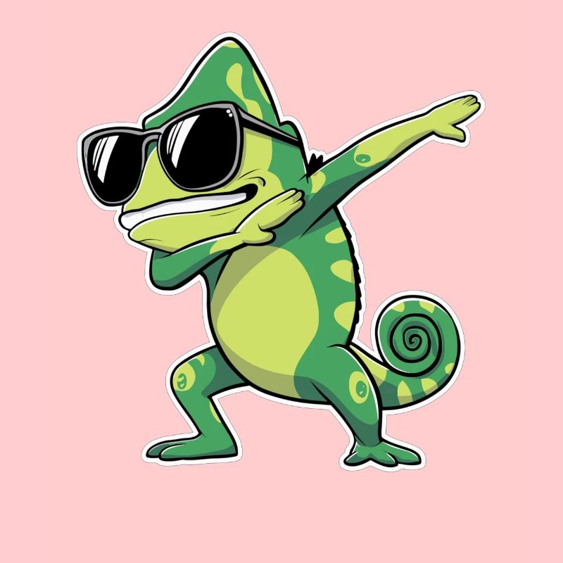 Dabbing chameleon with sunglasses