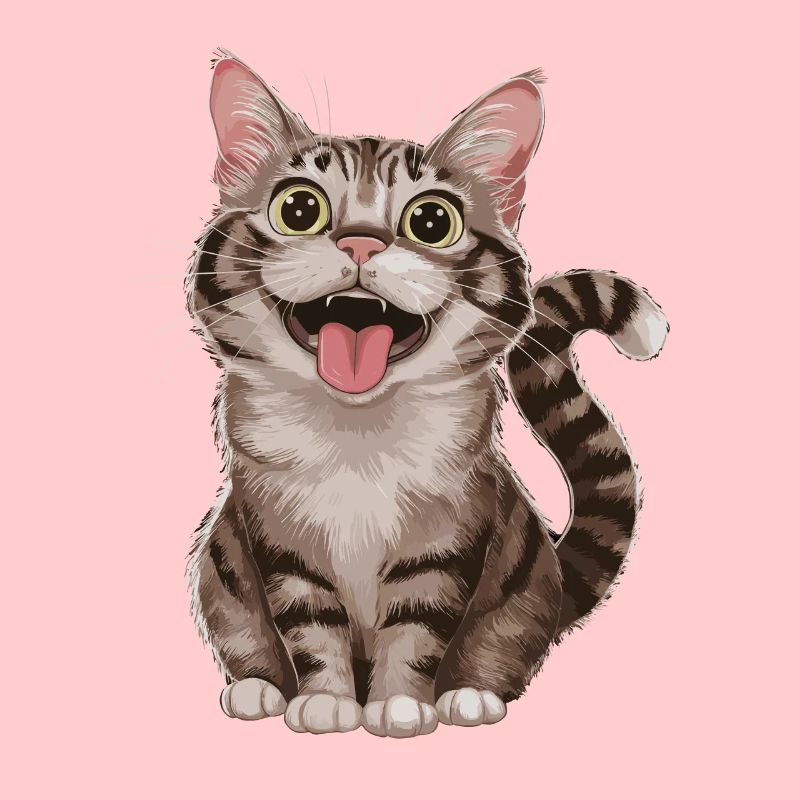 Fröhliche Getigerte Katze Mit Weit Geöffneten