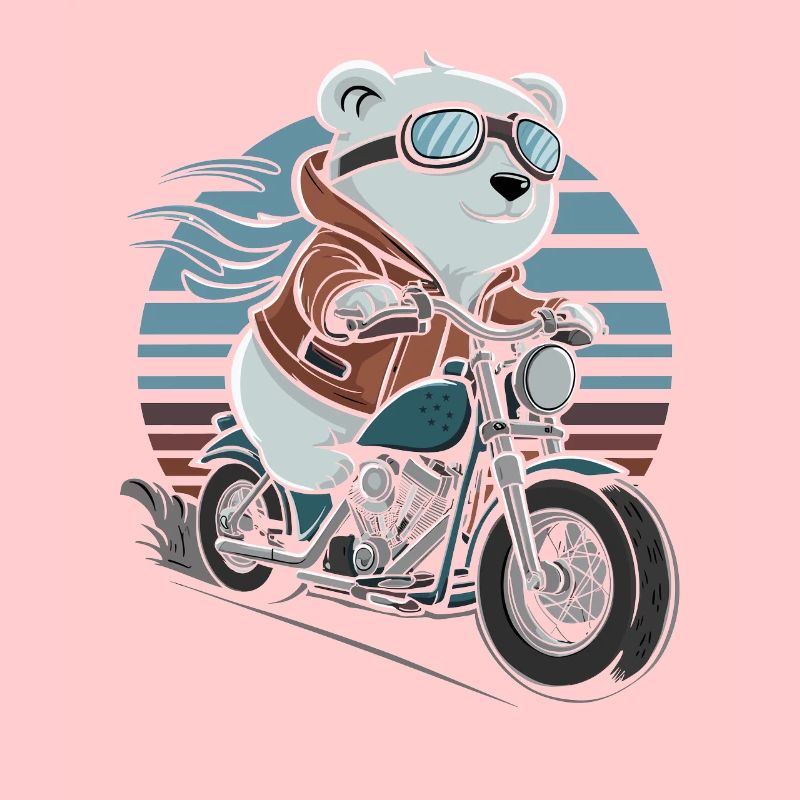 Bear on Motorcycle Adventure Retro Style