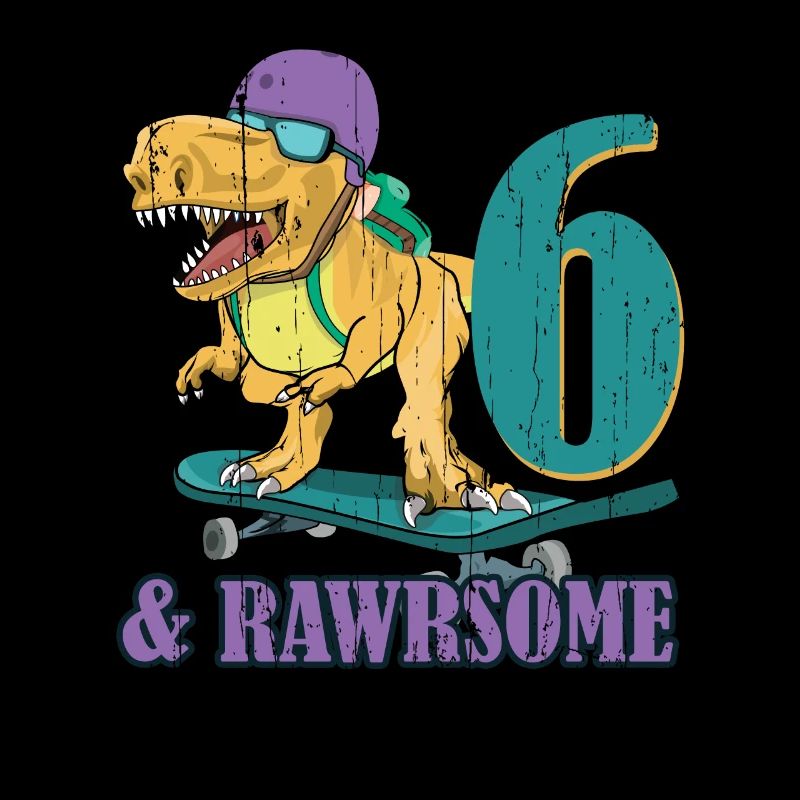 Naissance Né Age 6 ans Skateboard Dinosaure