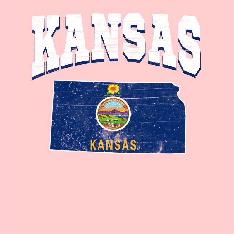 US America State Flag Land Map Kansas