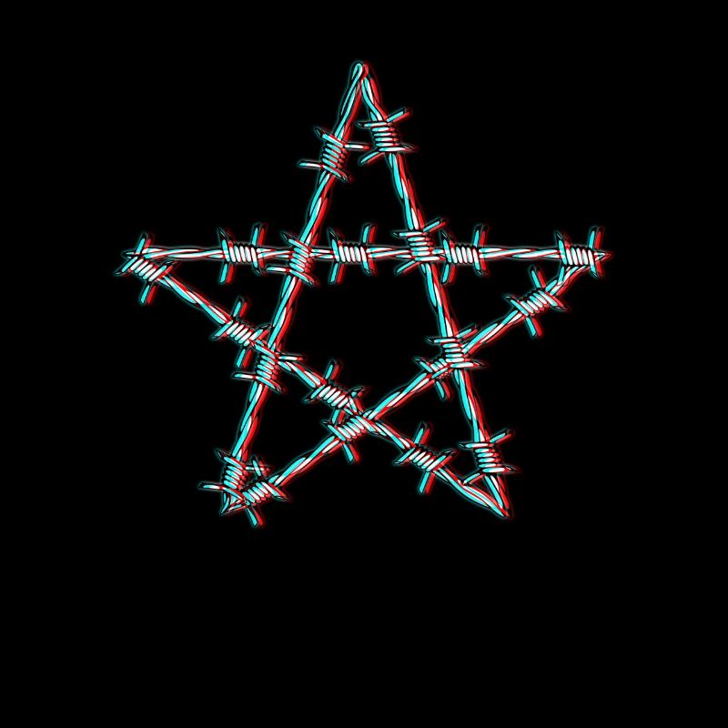 Barbed wire pentagram glitch grunge goth