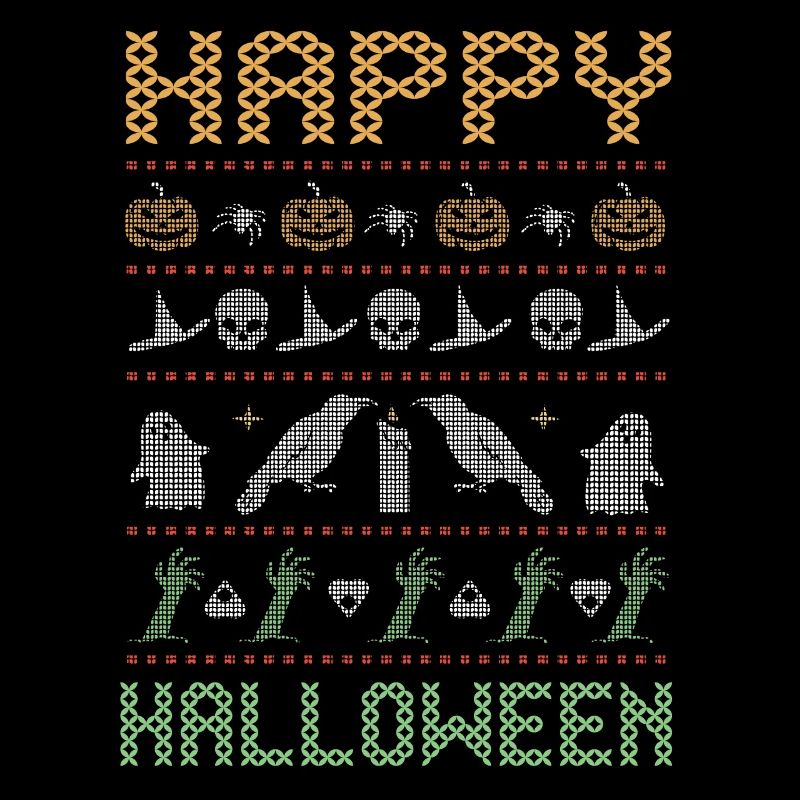 Stitch Pattern Horror Creatures Happy Halloween