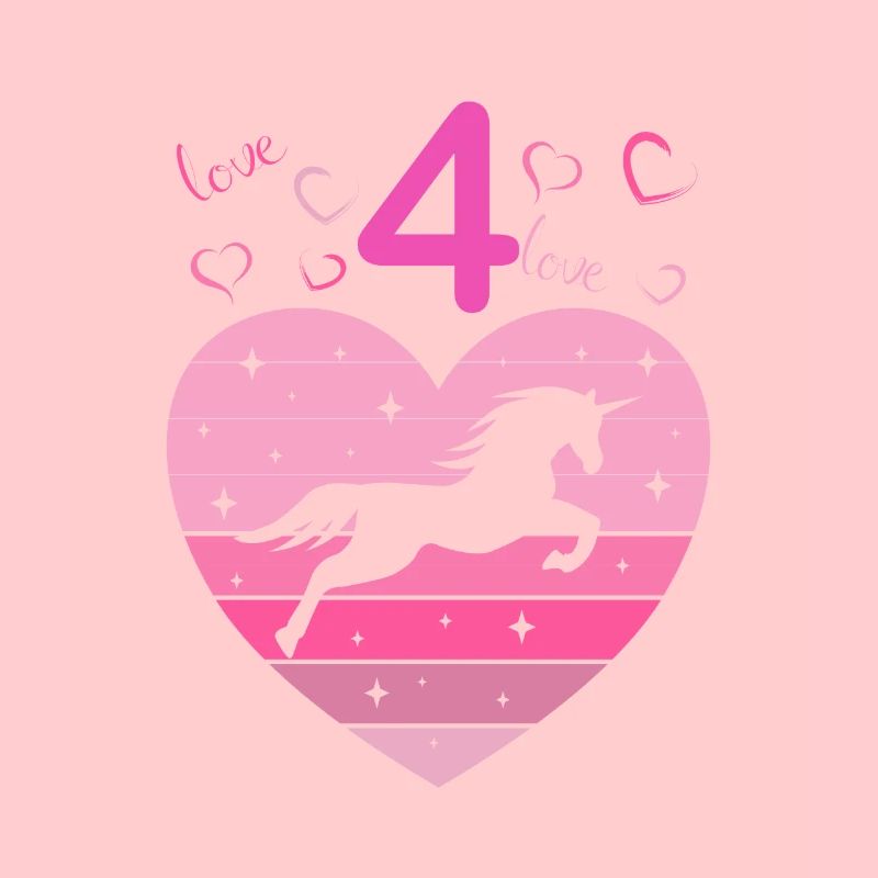 4. Geburtstag Mädchen vier 4 Jahre Pferd Unicorn