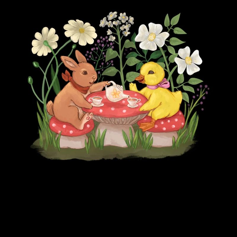 Cottagecore Esthétique Rabbit Duck Tea Time