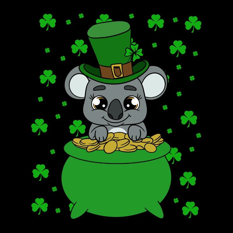 Koala mignon avec chapeau Saint Patrick